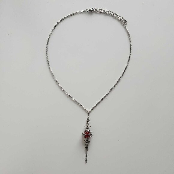 Vintage classic victorian gothic vampire red and silver rosary necklace - Picture 4 of 8